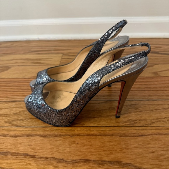Christian Louboutin Anthracite glitter no Prive 120 sling back-Size 9 - Picture 4 of 7
